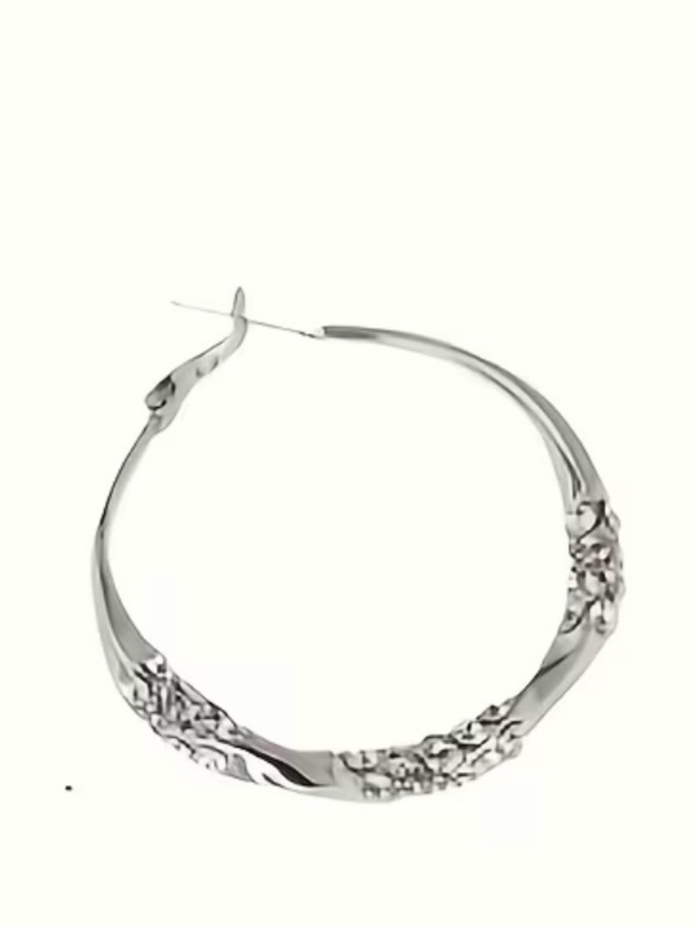 925 Sterling Silver Hoop Earrings with Sparkling CZ Accents 1.5” - Picture 5 of 7